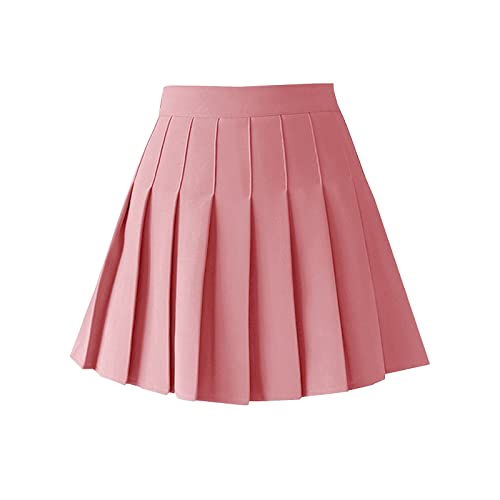 ZHANCHTONG Women's High Waist A-Line Pleated Mini Skirt Short Tennis Skirt - XX-Large - Pink 01