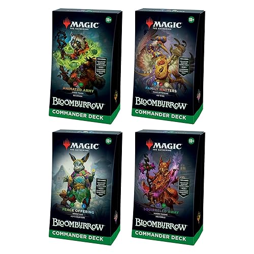Magic: The Gathering Bloomburrow Commander Deck Bundle - Includes All 4 Decks (Animated Army, Family Matters, Peace Offering, and Squirreled Away) - All 4 Decks