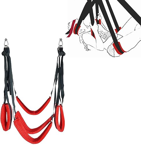 Columpio Colgante Giratorio de Techo Pesado Rojo con cojín de Silla de 3 Capas para Parejas