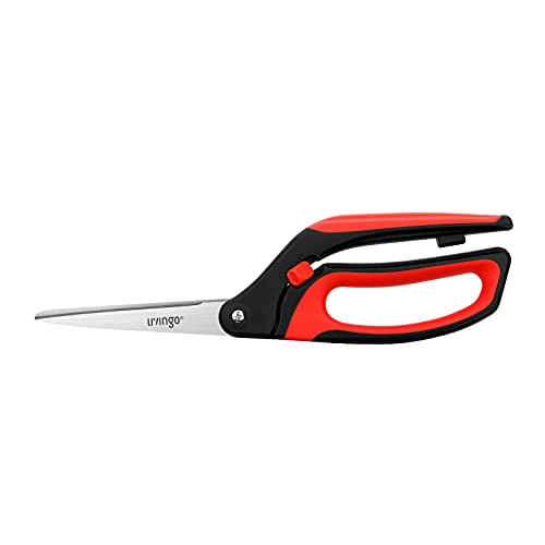 LIVINGO 10" Spring Action Fabric Scissors, Professional Sewing Scissors for Tailor Dressmaker, Spring Loaded Heavy Duty Shears for Fabric Crafting with Comfortable Handle, All Purpose (Red/Black) - Black/Red