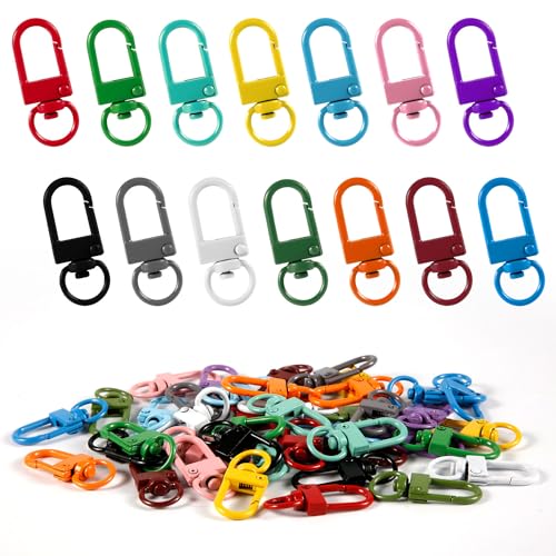 42pcs Metal Lobster Claw Clasps, Colorful 360° Swivel Hooks for Lanyards Swivel Key Chains Rings Connector Swivel Lanyard Snap Hook for Handbags DIY Crafts (14 Colors)