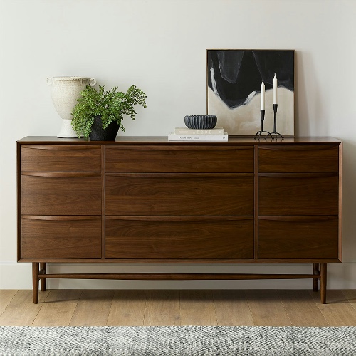 Lenia 9-Drawer Triple Dresser - Walnut