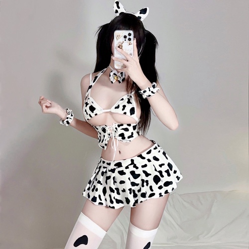 Plus Size Cow Cosplay Outfit - White / S