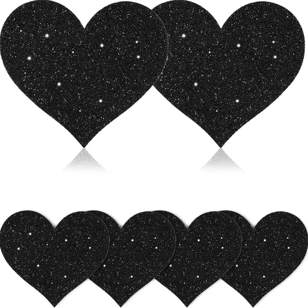 6 Pairs Glitter Heart Pasties Nipple Pasties Covers for Valentine's Day