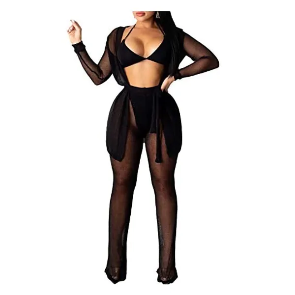 
                            Women's Swimsuit Beach Bikini Cover up Sheer Mesh Dress Sexy See Through Mesh Tops Beachwear
                        
