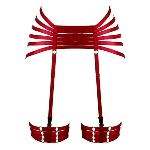 
                            Women‘s Punk Body Harness Garter Thigh Waist Elastic Strappy Hollow Out Stockings Suspender Belt Halloween Rave Goth Leg Cage
                        