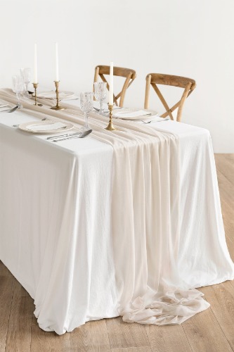 Table Linens in Blush & Cream | Nude / 14ft (1-pack)