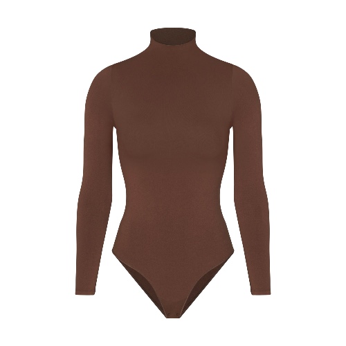 ESSENTIAL MOCK NECK LONG SLEEVE BODYSUIT | COCOA