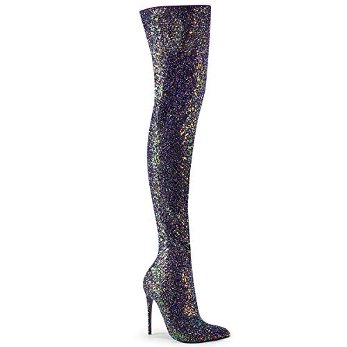 Pleaser Womens COURTLY-3015/BG Boots - 12 - Black Multi Glitter