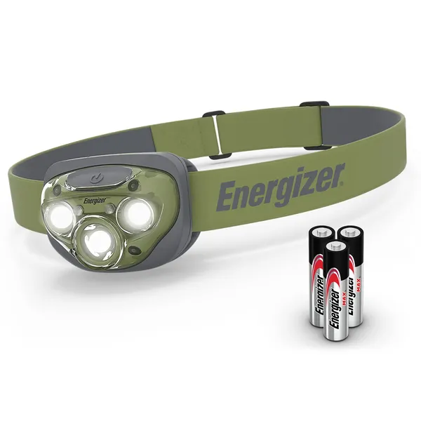 Energizer LED Headlamp, Bright Headlamp for Outdoors, Camping and Mechanic Work Light, Includes Batteries, Pack of 1, Forest Green