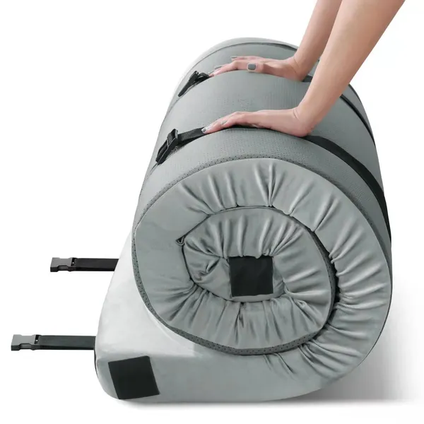 KingChii Memory Foam Camping Mattress, Portable Roll Up Travel Car Camping Mattress Sleeping Pad & Floor Mattress, Cot Mattress Guest Bed for Sleepover with 2Waterproof Cover & Travel Bag