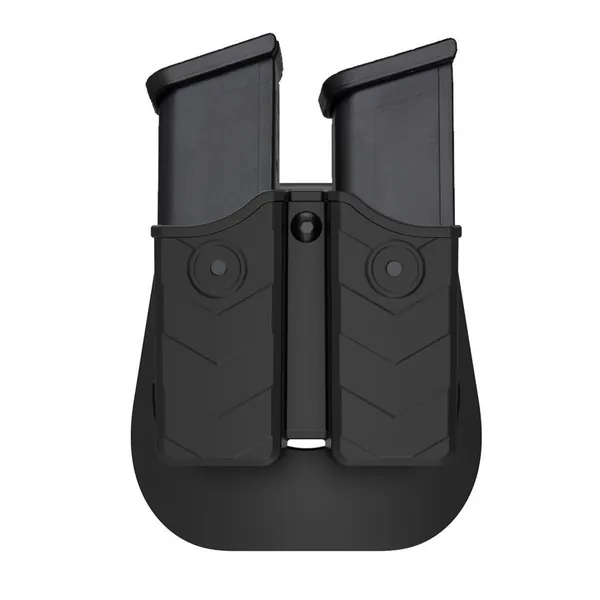 Universal Double Magazine Holder, Double Magazine Holster Fits 9mm/.40/45 Dual Stack Mags, Belt Carry OWB Paddle Mag Pouch for Glock/S&W/Sig Sauer/H&K/Ruger/CZ/Taurus/Beretta/Browning/Colt/Walther
