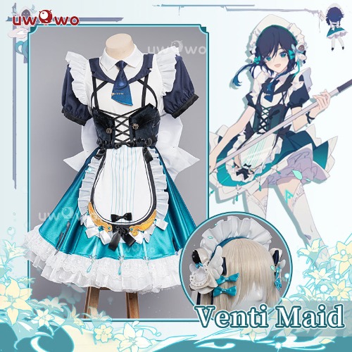 [Last Batch]【In Stock】Uwowo Genshin Impact Fanart: Venti Maid Anemo Archon Cosplay Costume - XL