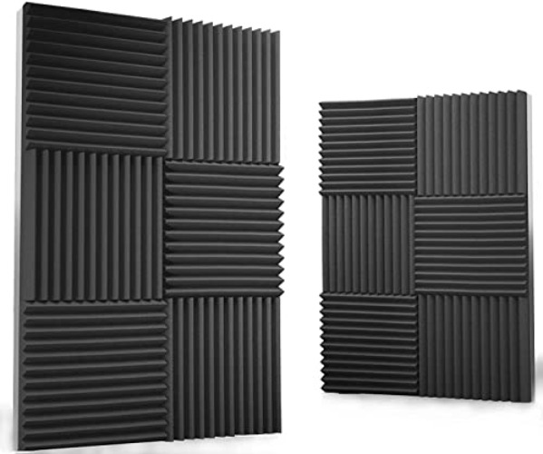 12 Pack Acoustic Panels 1 X 12 X 12 Inches – Acoustic Foam - Studio Foam Wedges - High Density Panels – Soundproof Wedges - Charcoal - 12 - Charcoal