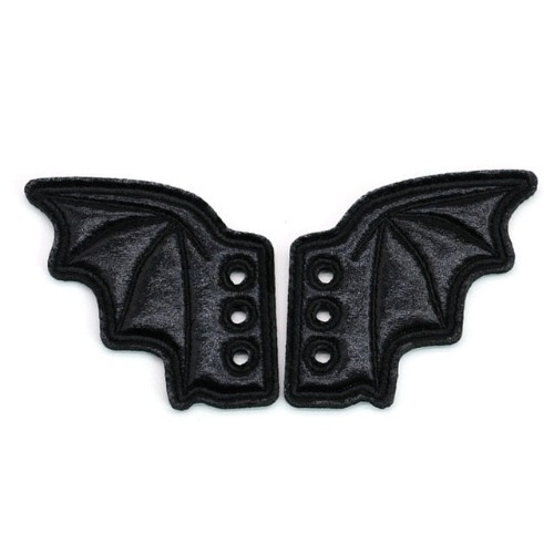 Black Bat Shoelace Embellishment Set of Two - Black small bats / 1pair