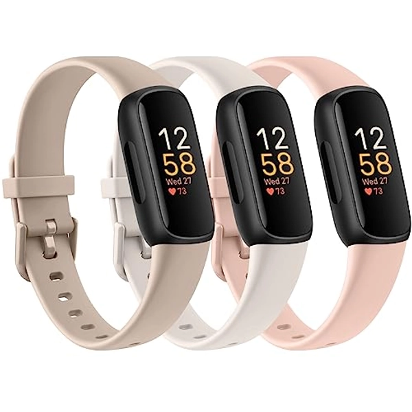 PACK 3 Silicone Bands for Fitbit Inspire 3 Replacement Wristbands for Women Men, Adjustable Soft Waterproof Sport Bands Compatible With Fitbit Inspire 3 Fitness Tracker(NOT for Inspire HR/Inspire1)