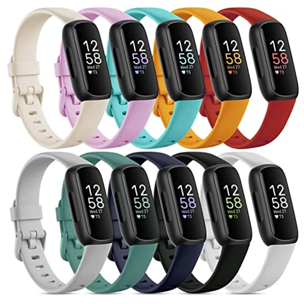 Farluya 10 Pack Compatible with Fitbit Inspire 3 Bands,Soft Sport Bands Silicone Replacement Wristband for Fitbit Inspire 3 Tracker Smart Watch for Women Men