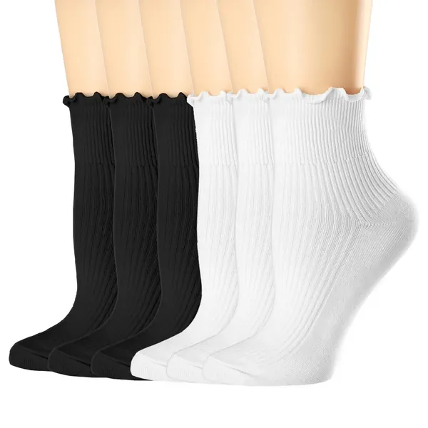 Womens Socks, Womens Crew Socks Casual Cotton Knit Comfy Winter Warm Dress Socks for Women 5/6 Pack
