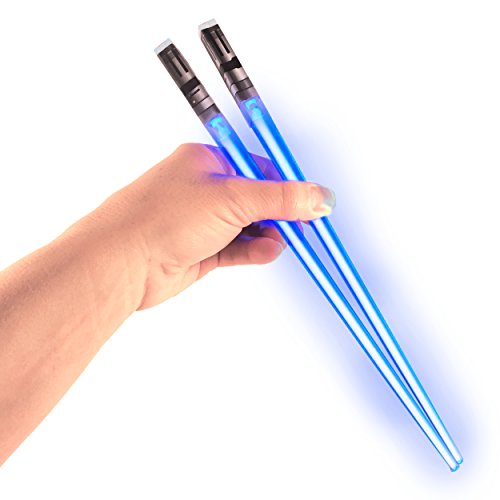 Lightsaber Chopsticks Light Up - LED Glowing Light Saber Star Wars Chop Sticks - Reusable Sushi Lightup Sabers Chopstick Set Of 1 Blue Pair - 1 pairs - Blue