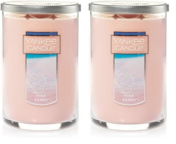 Yankee Candle Pink Sands Scented, Classic 22oz Large Tumbler 2-Wick Candle, Over 75 Hours of Burn Time, Premium Quality, Exotic Island Escape (Pack of 2) - Pink Sands - Classic Large 2-Wick Tumbler (Pack of 2)