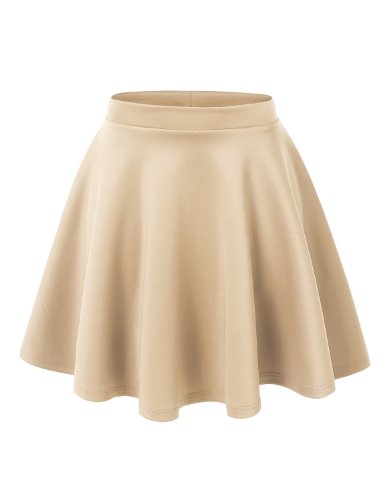 Made By Johnny Women's Basic Versatile Stretchy Flared Casual Mini Skater Skirt XS-3XL Plus Size - 3X-Large - Wb211_khaki