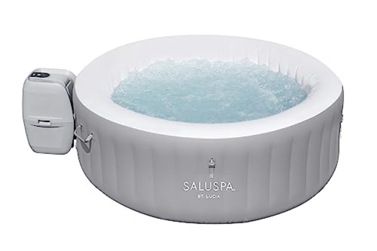 Bestway St. Lucia SaluSpa 2 to 3 Person Inflatable Round Outdoor Hot Tub with 110 Soothing AirJets, Filter Cartridge, Pump, and Insulated Cover, Gray - St. Lucia - Hot Tub Spa