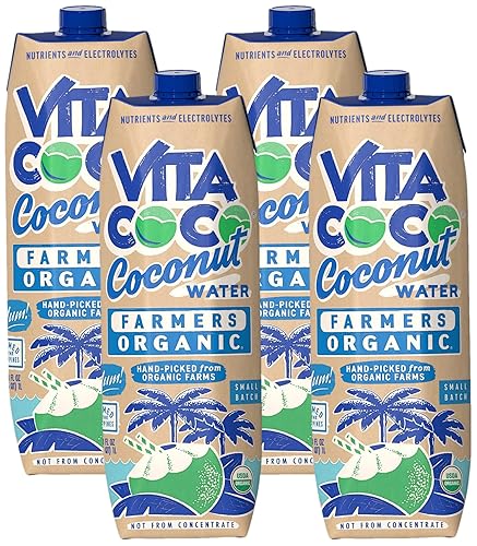 VITA COCO Organic Coconut Water, 33.8 FZ (Pack of 4) - Coconut - 33.8 Fl Oz (Pack of 4)
