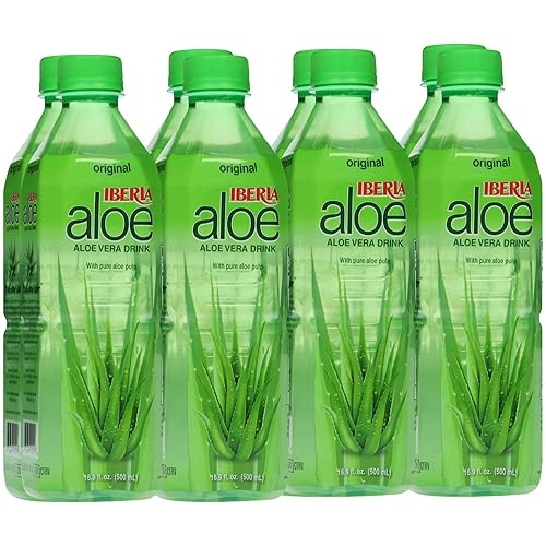 Iberia Aloe Vera Juice Drink with Pure Aloe Pulp, Original,16.9 Fl Oz (Pack of 8) - Original