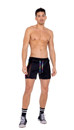 Roma Rave 6151 - Mens Pride Two-Tone Biker Shorts - Medium / Black/Multi