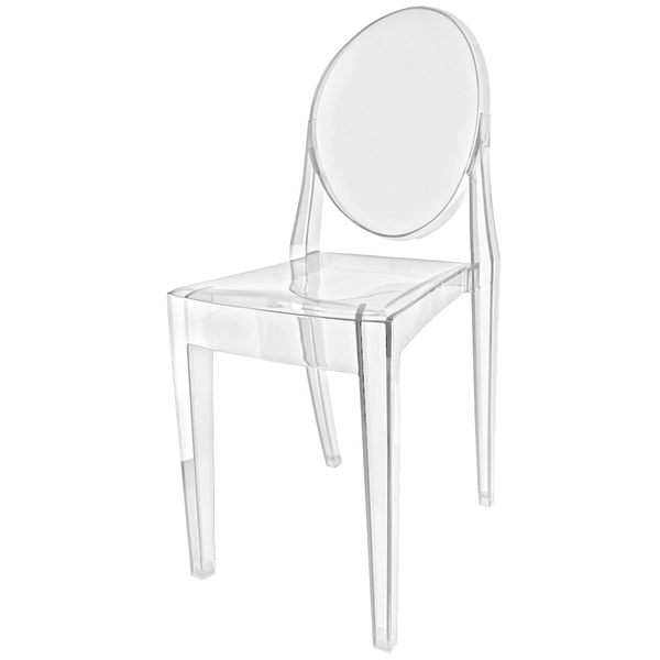Fusion Living Crystal Clear Ghost Style Plastic Victoria Dining Chair