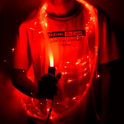 kingmaled LED Fiber Optic Dance Whip, 10 Colors 40 Effects color-changing, LED Space Whip Remix, Party Disco Led Fiber Light 360° Rotatable, Great for Show Events Club Festival
