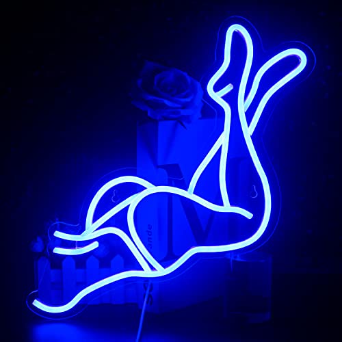 Looklight Sexy Lady Neon Sign Lady Back Neon Sign USB Powered Women Leg Neon Light for Wall Decor Blue Led Light Sign for Bedroom Home Bar Party Girl Room Game Room Wall Art Decoration - Leg