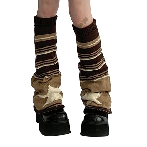 Zando Y2k Leg Warmers for Women Leg Warmers Kawaii Legwarmers Y2k Leg Warmers 80s Halloween Customes Punk Gothic Lolita - One Size - Brown Star