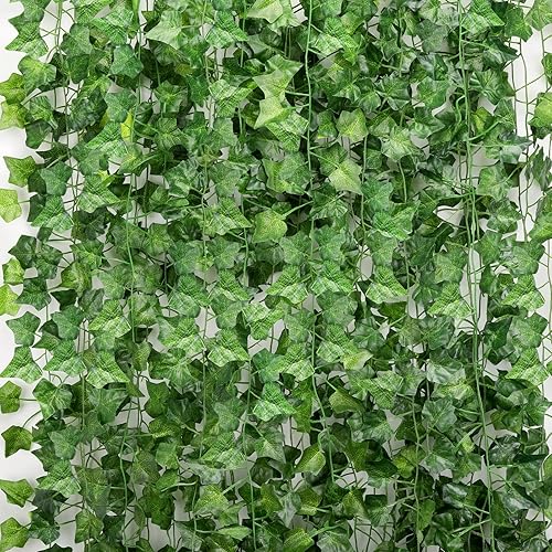 36 Strands 248FT Fake Ivy Garlands Leaves Artificial Vines Faux Green Hanging Plants for Bedroom Wall House Decor Outdoor Wedding Photography Backdrops, Non-discoloring - 36 Pcs