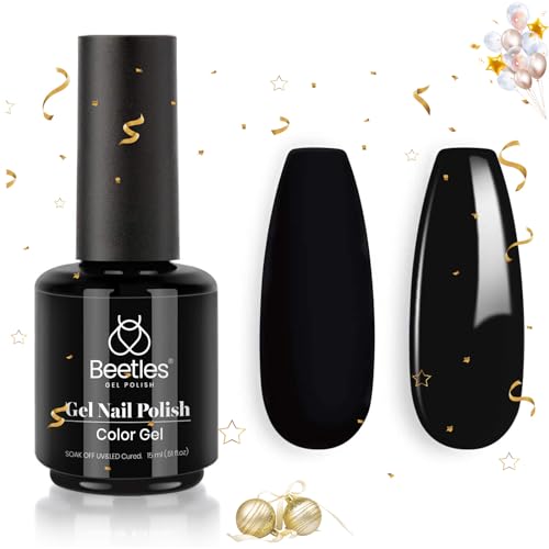 Beetles Gel Nail Polish, 1 Pcs 15ml Audrey Black Color Soak Off Gel Polish Nail Art Manicure Salon DIY Nail Uv Lamp Gel Nail Design Decoration at Home Gift for Women Gel Nail Polish - A-Audrey Black