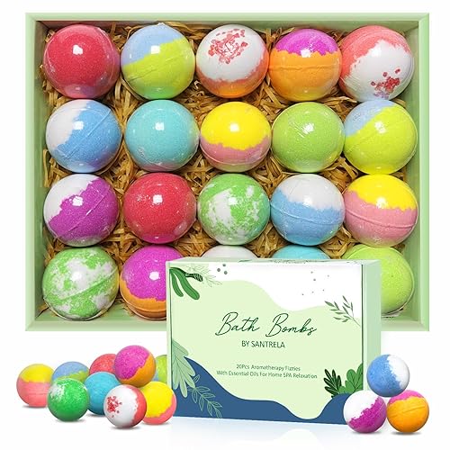 Bath Bombs for Women Gift Set, 20 Organic Bath Bombs with Essential Oil, Handmade SPA Bubble Bath Bombs for Relaxing, Gift for Her/Him, Women, Girls, Wife, Mother, Easter, Birthday - 1 Count (Pack of 20)