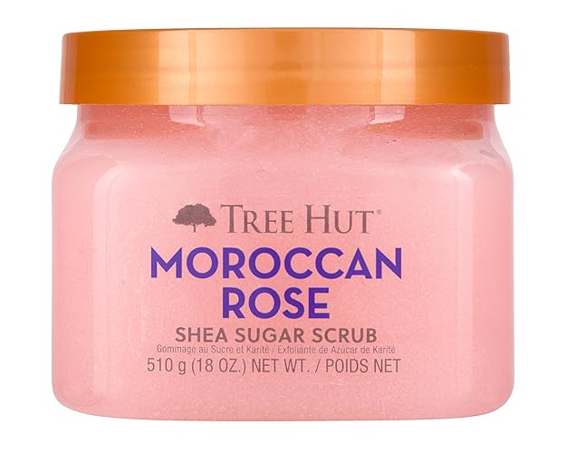 Tree Hut Moroccan Rose Shea Sugar Scrub | Exfoliating Body Scrub Removes Dead, Dry Skin for a Soft & Hydrated Feel | Nourishing Essential Body Care | 18 fl oz. - Moroccan Rose