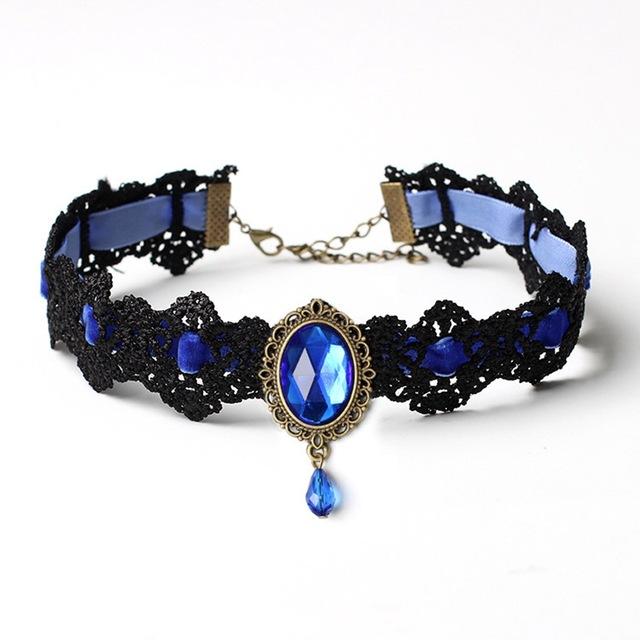 Gothic Lace Choker - Blue