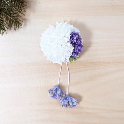 Faux Round Flower Hair Clip - Purple