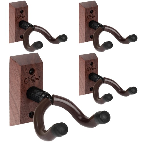Guitar Wall Mount 4 pack, Guitar Hanger, Rotatable Guitar Wall Hanger with Screws, V-Shaped Guitar Mount Hanger Hook Holder Stand for Acoustic Electric Guitar, Bass, Banjo, Mandolin - 4 Pack Saddle Brown