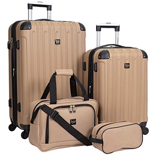 Travelers Club Midtown Hardside 4-Piece Luggage Travel Set, Expandable, Tan - 4-Piece Set - Tan