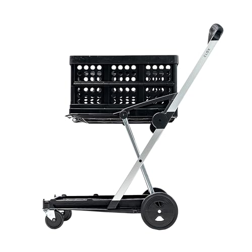 CLAX® The Original | Made in Germany | Multi use Functional Collapsible carts | Mobile Folding Trolley | Shopping cart with Storage Crate (Black) - Black