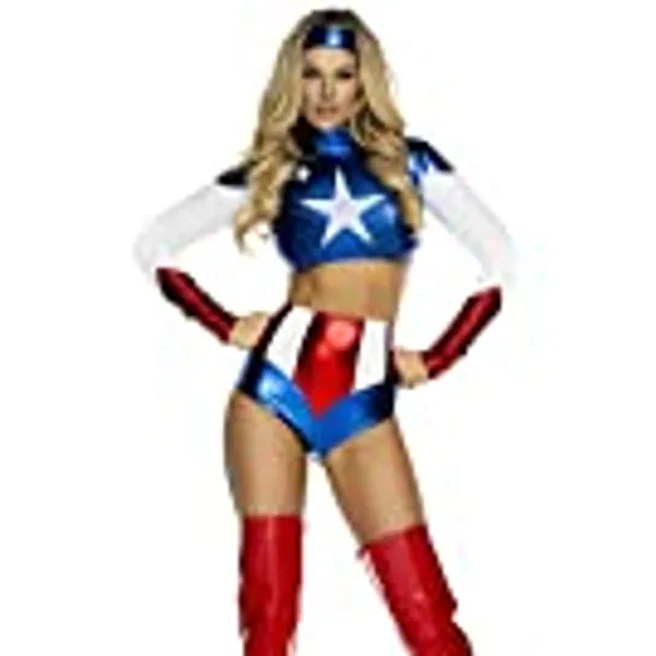 Forplay Women's Pretty Patriot Star Spangled Hero Top with Shorts