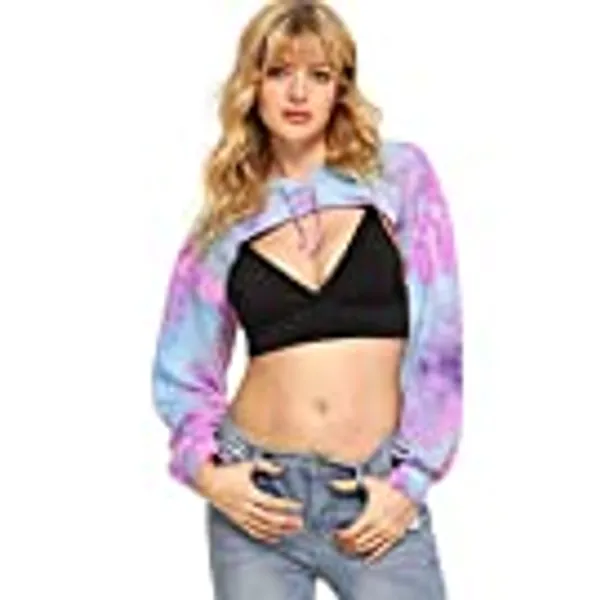 SweatyRocks Women's Solid Black Long Sleeve Pullover Crop Top Hoodie