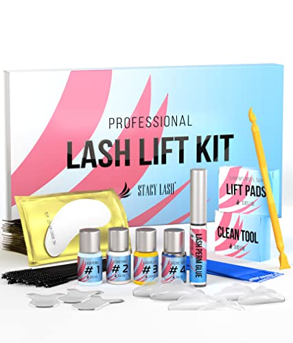 Stacy Lash Lift Kit - Professional Salon Premium Quality Eyelash Perm Curling Lotion & Liquid Full Lifting Set - Eyelash Perming Wave Curling Semi-Permanent - Lift Kit