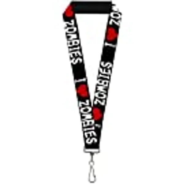 Buckle-Down Lanyard-1.0"-I"Heart Zombies Bloody Splatter Black/WHI