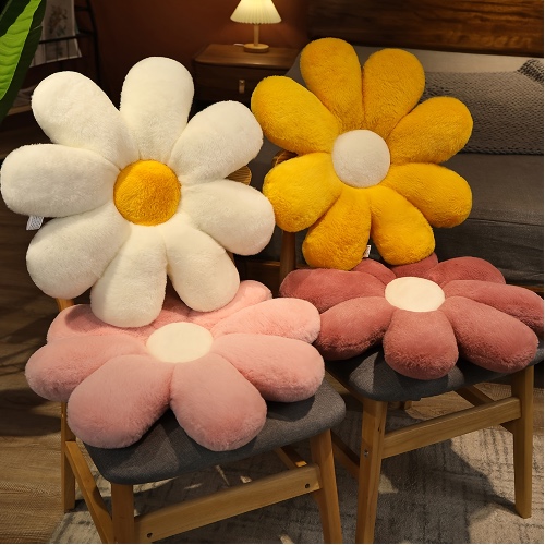 18 89in Lovely Flower Plush Cushion Room Decor Sunflower Pillow Bay Window Pink Flower Setting For Kids Bedroom Seat Pillow