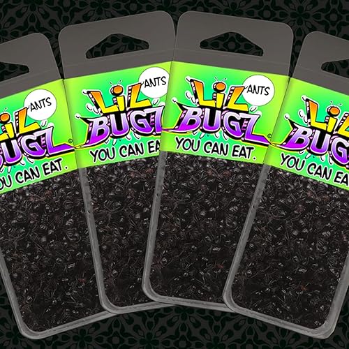 Lil Bugz You Can Eat - Black Ants - 4 Pack - Edible Insects farm raised for human consumption…, 0.2 grams