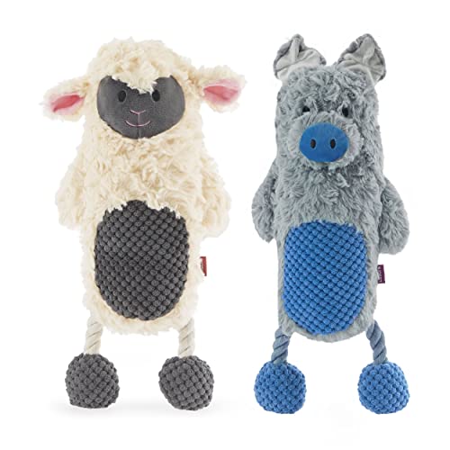 Lesure Plush Squeaky Dog Toys for Large Dogs - Sheep & Pig 2 Pack