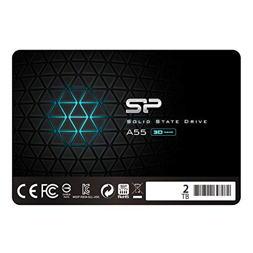 Silicon Power 2TB SSD 3D NAND A55 SLC Cache Performance Boost SATA III 2.5" 7mm (0.28") SSD Internal Solid State Drive (SP002TBSS3A55S25) - 3D NAND (2TB)